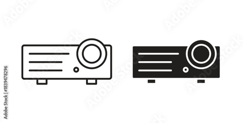Multimedia projector icons silhouettes. Vector elements for design.