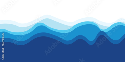 Sea waves layered vector background illustration and sea beach vector illustration.