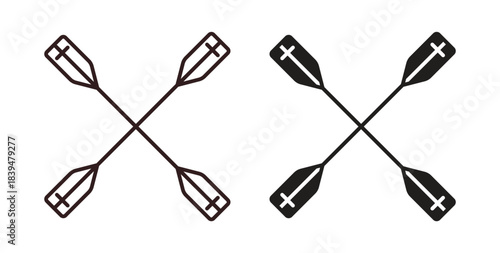 Paddle icons silhouettes. Vector elements for design.