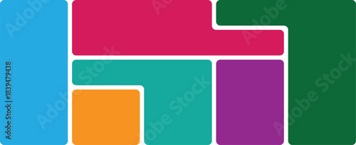 Creative abstract mosaic of interlocking colorful geometric shapes