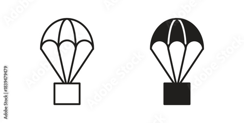 Parachute icons silhouettes. Vector elements for design.