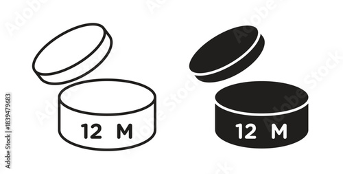 Period after opening 12m icons silhouettes. Vector elements for design.