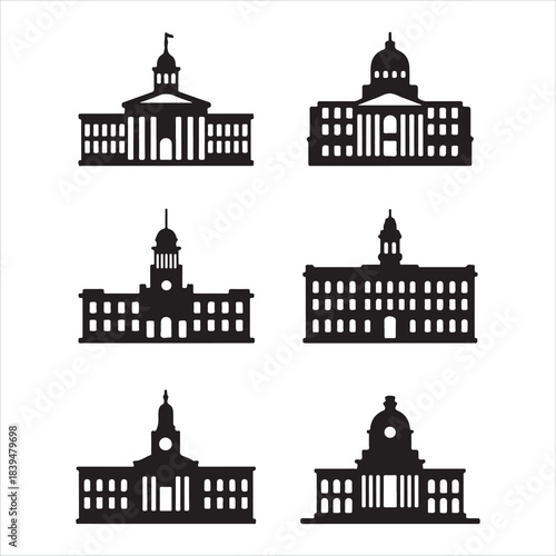 Silhouette city skyline vector illustration of buildings and houses