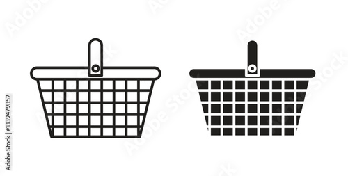 Picnic basket icons silhouettes. Vector elements for design.