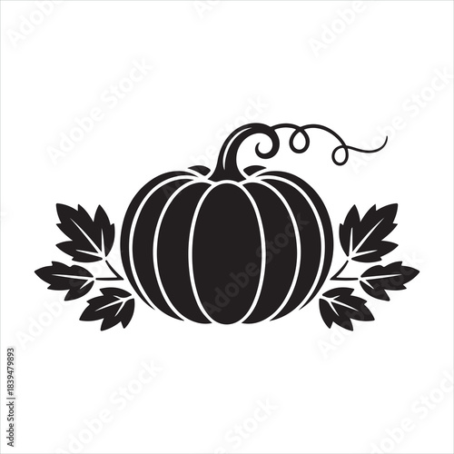 Pumpkin vector illustration with leaves for autumn and harvest theme