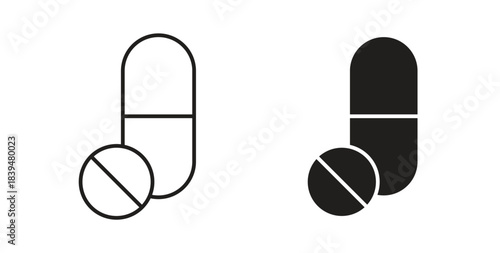 Pills icons silhouettes. Vector elements for design.