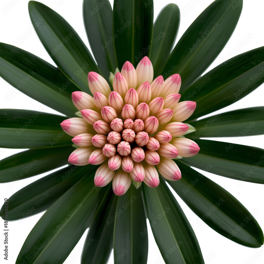 Obraz premium Pink cactus flower in bloom isolated macro on black background