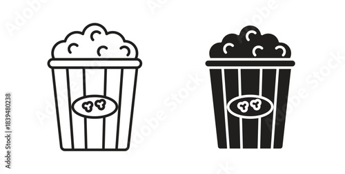 Popcorn icons silhouettes. Vector elements for design.