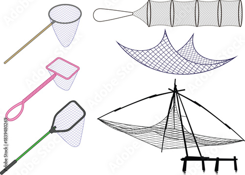 Fishing Nets and Equipment Assortment fsfwerfw
