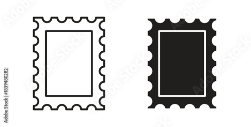 Postage stamp icons silhouettes. Vector elements for design.