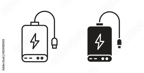 Power bank icons silhouettes. Vector elements for design.