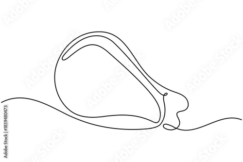 Fried chicken icon continuous one line drawing on white background minimalist drumstick leg wing sign symbol outline vector illustration