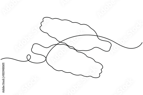 Fried chicken icon continuous one line drawing on white background minimalist drumstick leg wing sign symbol outline vector illustration