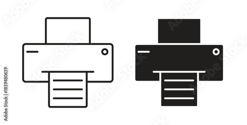 Printer icons silhouettes. Vector elements for design.