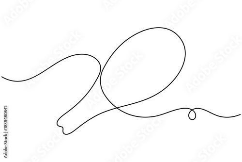 Fried chicken icon continuous one line drawing on white background minimalist drumstick leg wing sign symbol outline vector illustration