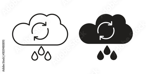 Rainwater harvesting icons silhouettes. Vector elements for design.