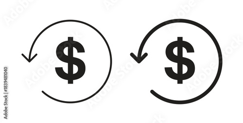 Refund icons silhouettes. Vector elements for design.