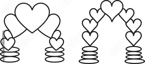 Romantic Heart Arch Silhouette Set for Weddings, Decor, Crafts & Celebration Designs