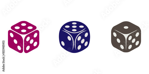Two detailed and white dice illustration vintage art silhouette concept for gambling and games.