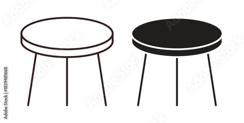 Round table icons silhouettes. Vector elements for design.