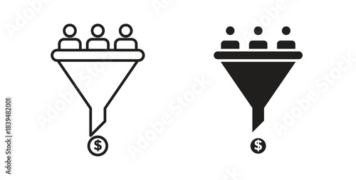 Sales funnel icons silhouettes. Vector elements for design.