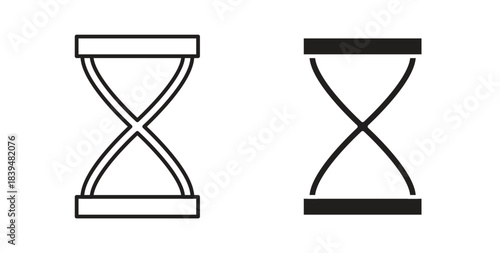 Sand clock icons silhouettes. Vector elements for design.
