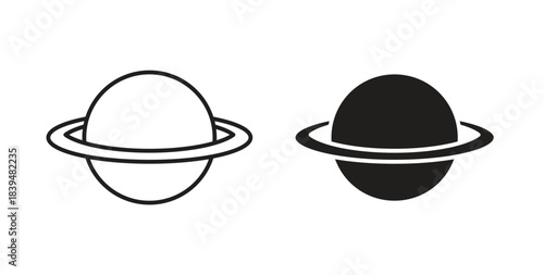 Saturn planet icons silhouettes. Vector elements for design.