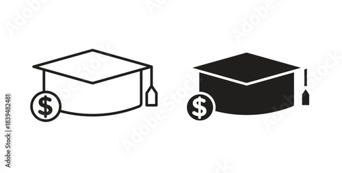 Scholarship icons silhouettes. Vector elements for design.