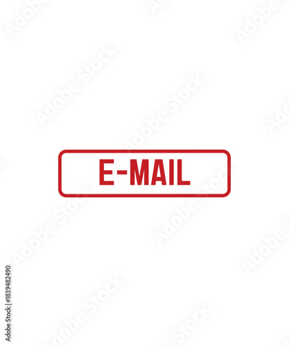 Red rectangular stamp or button with the word email in bold red text, isolated on transparent background