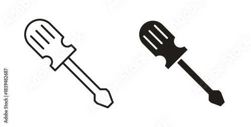 Screwdriver icons silhouettes. Vector elements for design.