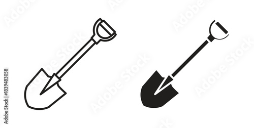 Shovel icons silhouettes. Vector elements for design.