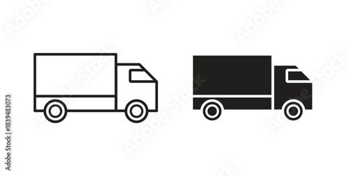 Shipping truck icons silhouettes. Vector elements for design.