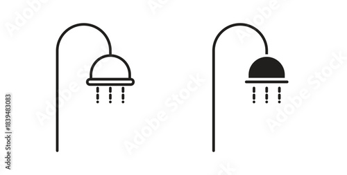 Shower icons silhouettes. Vector elements for design.
