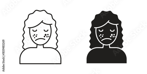 Skin acne icons silhouettes. Vector elements for design.