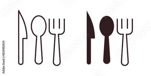 Spoon forks and knife icons silhouettes. Vector elements for design.
