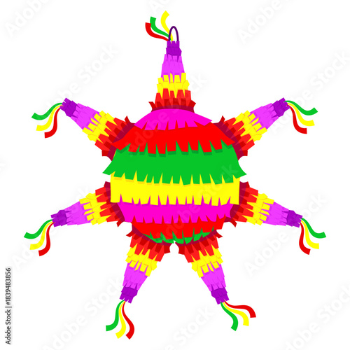 A colorful star piñata for the Posada Mexicana 