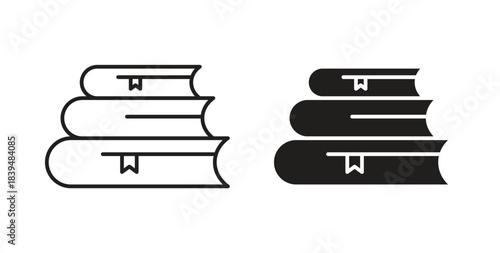 Stack of books icons silhouettes. Vector elements for design.