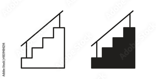 Stairs icons silhouettes. Vector elements for design.