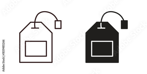 Tea bag icons silhouettes. Vector elements for design.