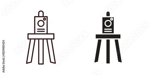 Theodolite icons silhouettes. Vector elements for design.