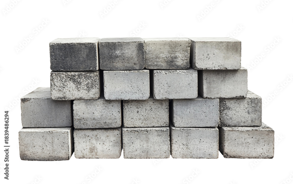 Obraz premium Close up detailed view of a stack of concrete blocks neatly arranged for construction and building purposes