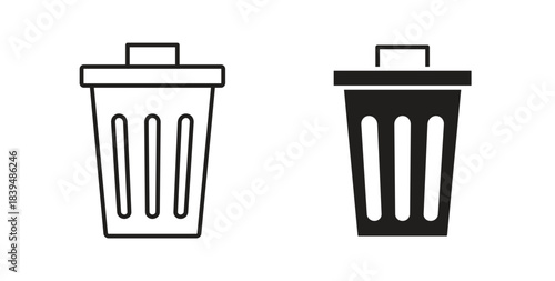 Trash Bin icons silhouettes. Vector elements for design.