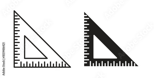 Triangle ruler icons silhouettes. Vector elements for design.