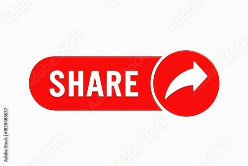 Wallpaper Mural Red share button with white arrow icon on white background representing social media sharing and content distribution Torontodigital.ca