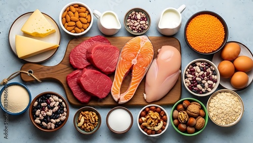 Variety of protein rich foods for a healthy diet
