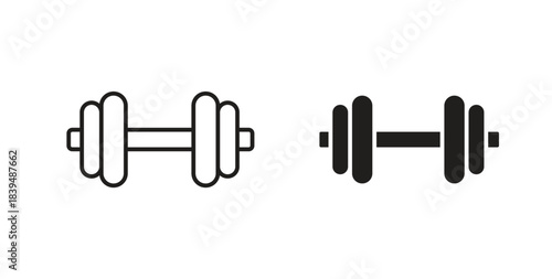Weight barbell icons silhouettes. Vector elements for design.