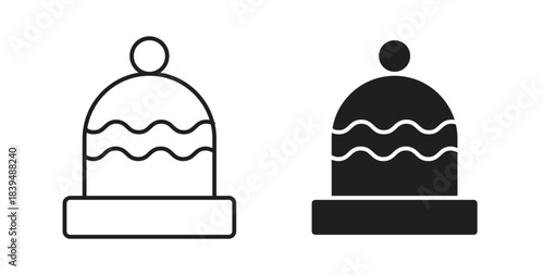 Winter hat icons silhouettes. Vector elements for design.