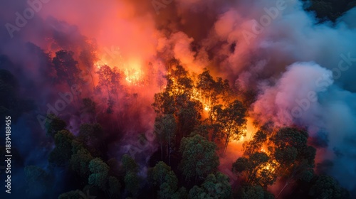 Wallpaper Mural Dramatic Aerial Scene of Wildfire Smoke and Destruction Torontodigital.ca