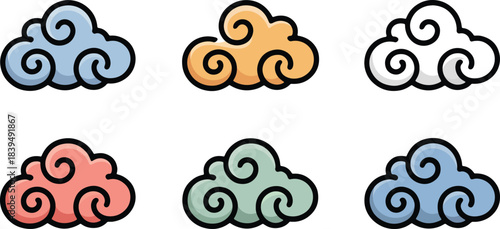 Chinese Lucky Cloud Cartoon Icons