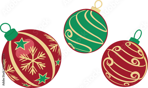 Ultra glossy red and emerald green christmas bauble design